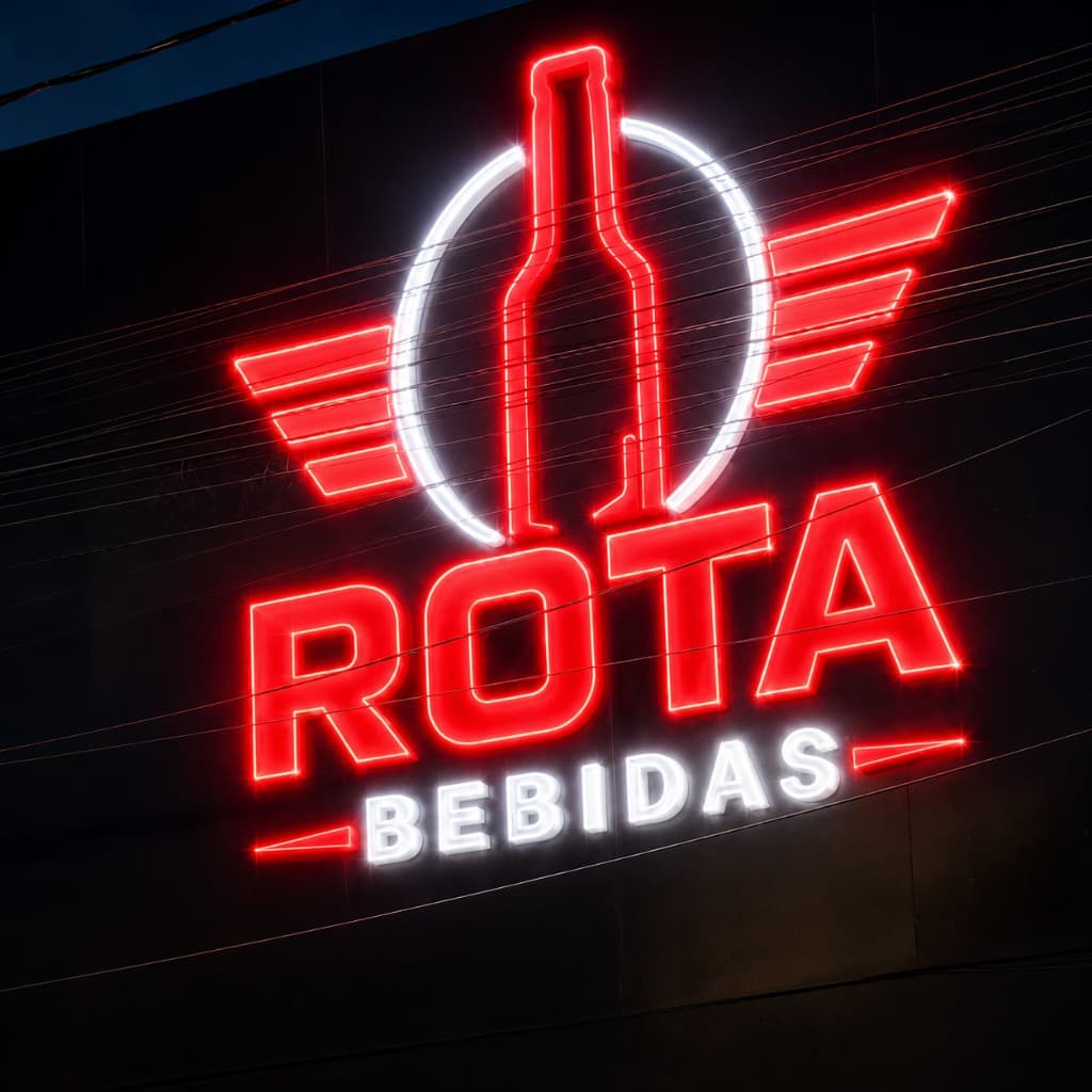 Letreiro luminoso da Rota Bebidas